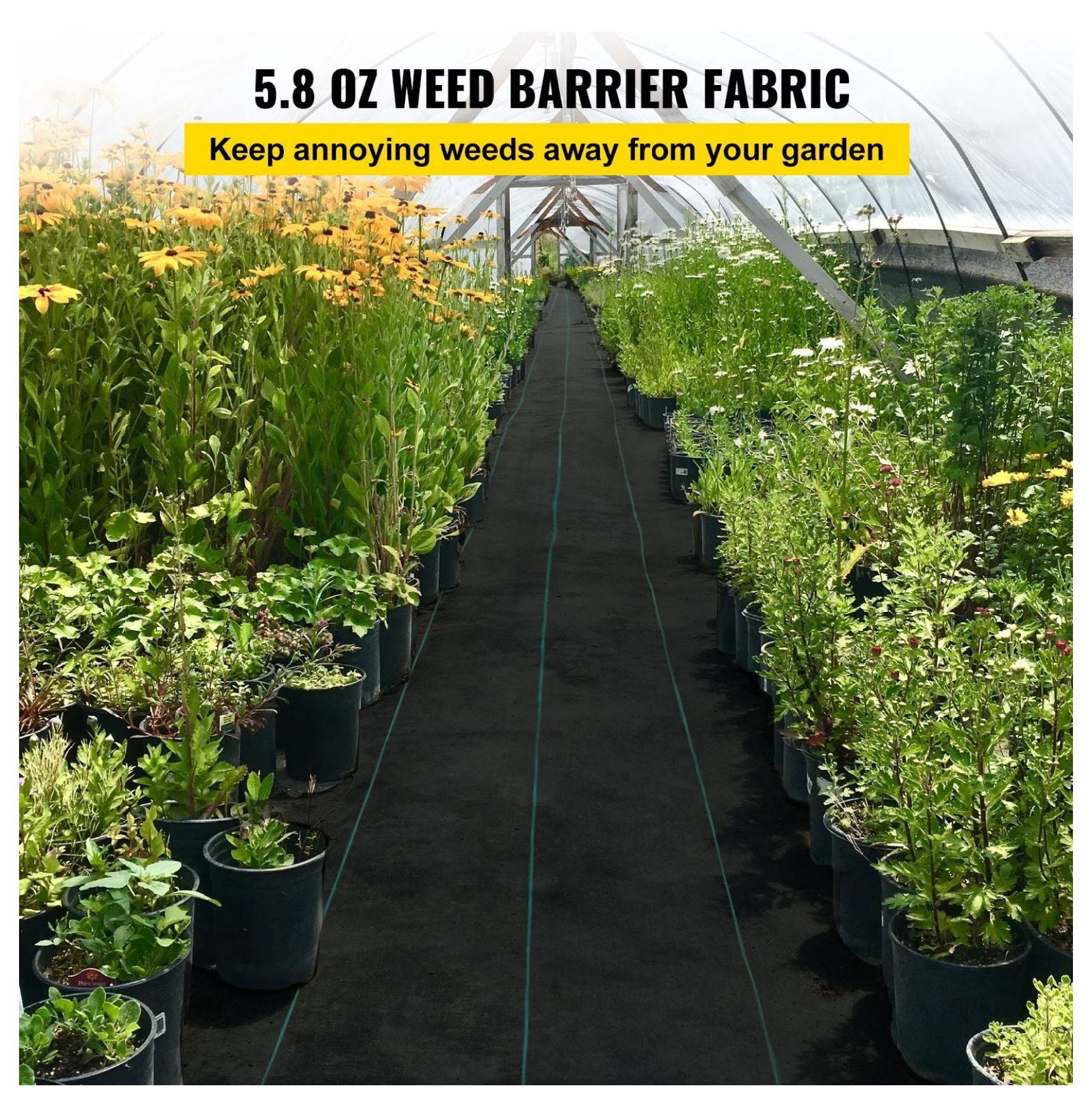 Weed Barrier Fabric 3ft x 300ft, Landscape Fabric Heavy Duty 5.8oz, Garden Weed Control Geotextile, Black Ground Cover Mat for Patio, Driveway