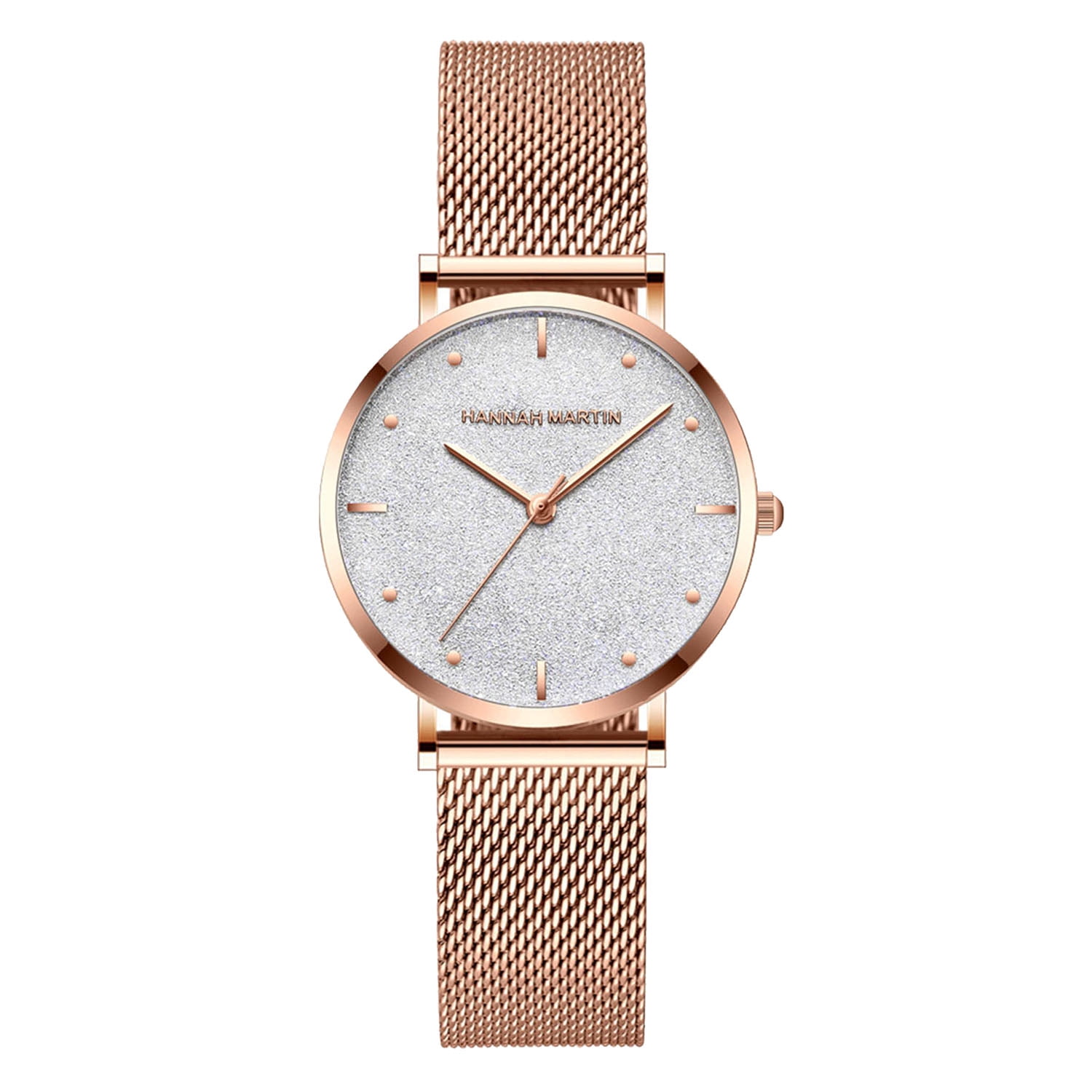 Watches for Women Fashion Quartz Starry Sky Analog Dress Wristwatch Waterproof Stainless Steel Rose Gold Mesh Band Watch