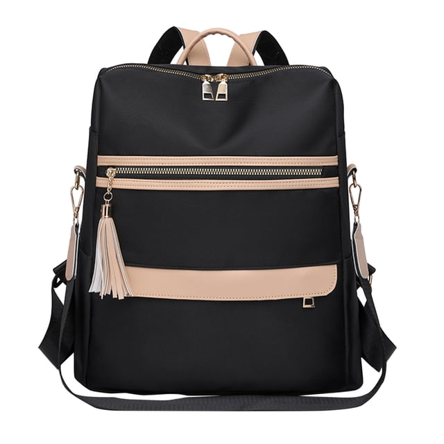Dsscvnef Ladies Fashion Backpack Nylon Shoulder Bag Double Zipper Large Capacity Durable Lightweight Travel Daypack Stylish Design