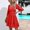 Red, variant on Vivianyo HD Dresses for Women 2024 Fashion Tie Back Square Neck Middle Sleeve Summer Elegant Mini Dress White
