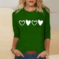 thumbnail image 2 of Plebaso Chemises à Manches 3/4 pour Femmes Mignonnes avec Cœur Hauts Amples Décontractés Blouses à Col Rond T-Shirts Imprimés, 2 of 4