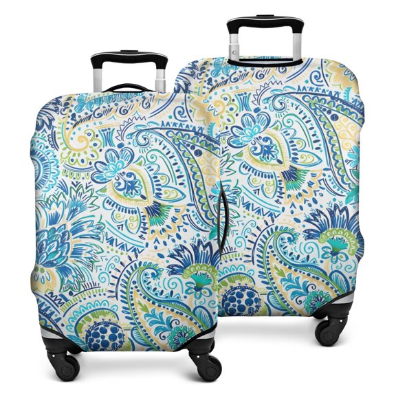 Blue Paisley and Floral Pattern Luggage Cover Fashion Suitcase Cover Baggage Covers Fit 25-28 Inch Luggage (Go Travel)