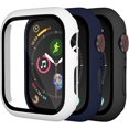 thumbnail image 1 of [3 Pack] Case Compatible with Apple Watch 44mm SE Series iWatch 6 5 4 Built-in Screen Protector, All-Around Ultra-Thin Bumper Full Cover Hard PC Protective Case, Black, Navy Blue, White,3 Pack, 1 of 5
