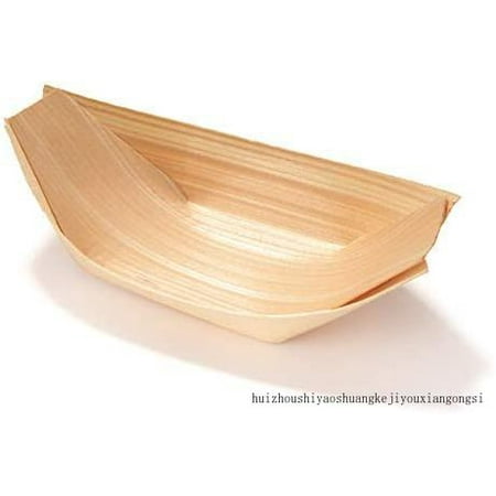 

brand - disposable wood boat plates / dishes 4.3 long x 2.5 wide x 1 high 100 pieces