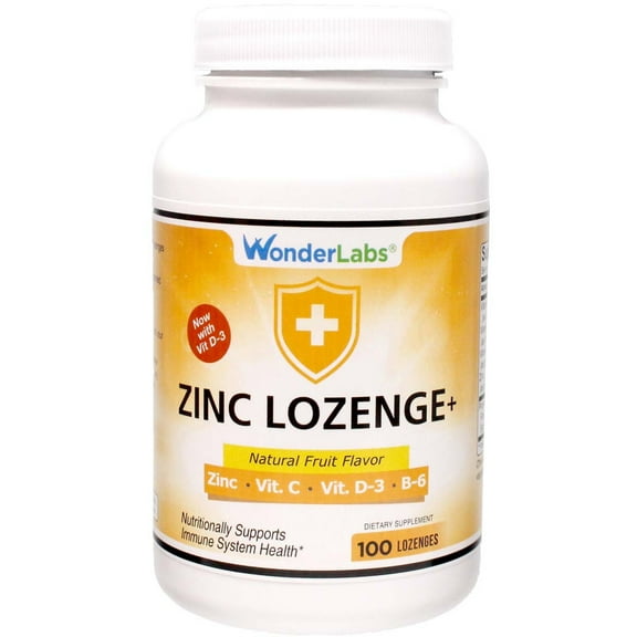 Wonder Laboratories Zinc Lozenges with Vitamin C and D3 for a Healthy Immune System - 100 Lozenges