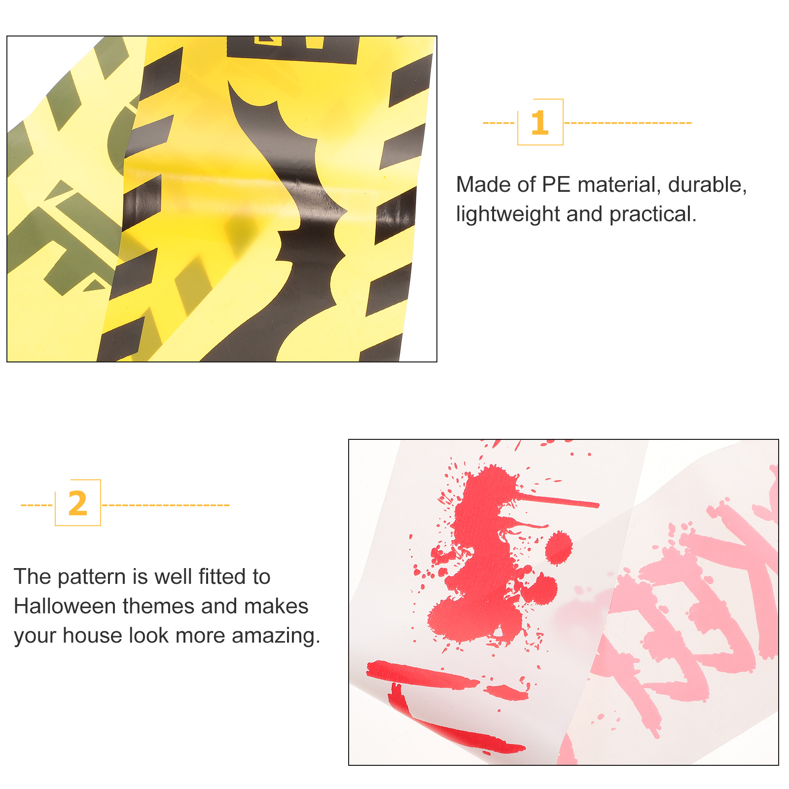 Warning Tape Decor Halloween Safety Fright Isolation European and American 2 Pcs - image 5 of 6