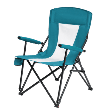 Foldable Camping Chair, Steel Folding Mesh Quad Camping Chair, with Cup Holder, Carry Bag, Blue