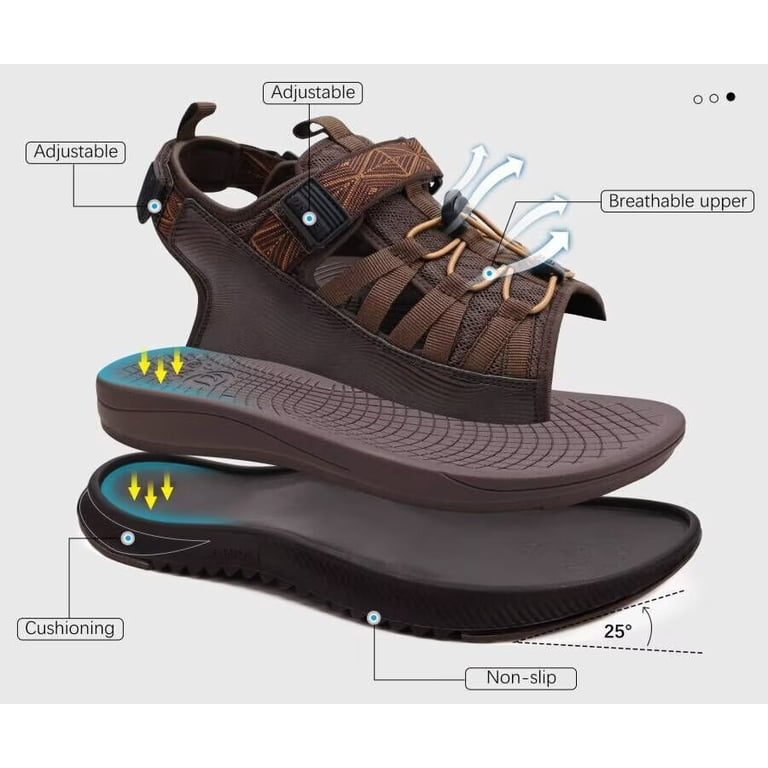 ONCAI Men Hiking Sandals, Arch Support Walking Sandals with 