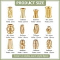 thumbnail image 2 of PH 96pcs Brass Corrugated Beads 12 Styles Golden Spacer Beads Long-Lasting Column Jewelry Beads Brass Rondelle Ball Loose Beads for Bracelet Earring Necklace Jewelry Craft Making Multi-color, 2 of 6