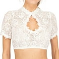thumbnail image 2 of WREESH Womens Lace Blouse Bavarian Oktoberfest Costumes Traditional Dirndl Blouse Shirt Cropped White Shirt Versatile Bra Tops White A, 2 of 7