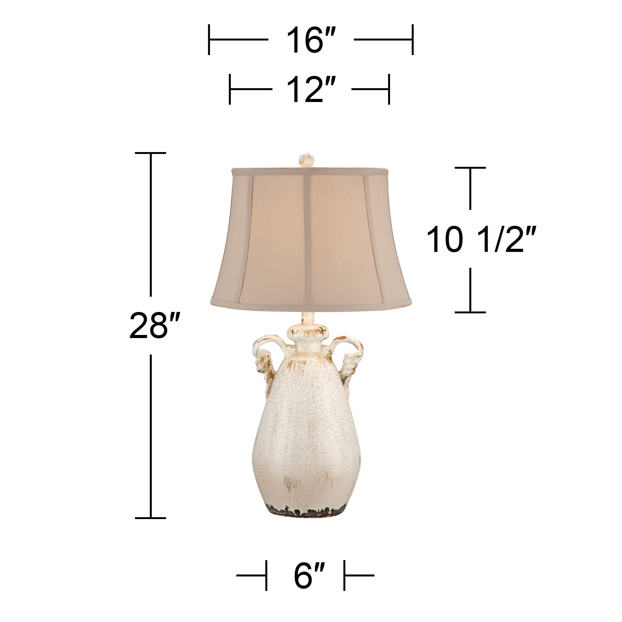 Regency Hill Rustic Country Cottage Table Lamps 29" Tall Set of 2 Crackled Ivory Glaze Ceramic Beige Bell Shade for Bedroom Living Room House Bedside