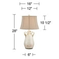 thumbnail image 5 of Regency Hill Isabella Country Cottage Table Lamp 27" Tall Crackle Ivory Ceramic Milk with Table Top Dimmer Beige Bell Shade for Bedroom Living Room, 5 of 5