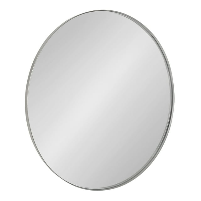 Kate and Laurel Rollo Miroir Mural Rond Encadré, Argent Diamètre 28 Pouces