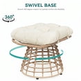 thumbnail image 4 of OMNIBERG 360° Outdoor Swivel Ottoman Stools Set of 2, Oversized All Weather Wicker Footstool with Cushion and Non-Slip Feet, Outdoor Seating Footrest for Bedroom, Living Room, Porch, Balcony, Beige, 4 of 6