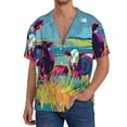 thumbnail image 2 of Picia Pop Art Colorful Cows Men's Linen Shirts Short Sleeve Cuban Beach Shirts Casual Shirts Button Down Shirt for Men Beach Summer Wedding Shirt-Large, 2 of 7