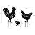 thumbnail image 4 of Chicken Yard Art Metal Stakes - Garden Decor Black Rooster Silhouette Stake for Yards, Patio, Outdoor Spring Decor - Set of 3 Metal Animal Lawn Decora, 4 of 4