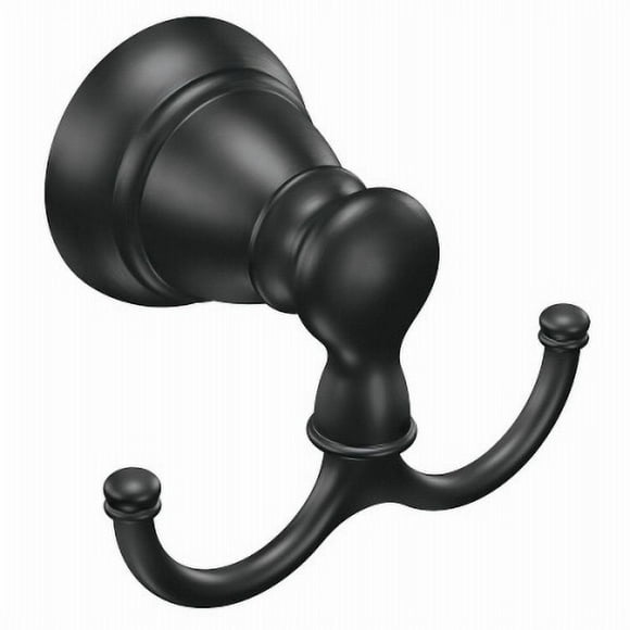 Double Robe Hook, Matte Black - Y2603BL
