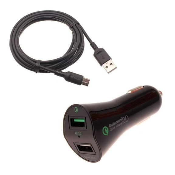 For TCL 30/40 XE 5G - Car Charger, 30W Fast 2-Port USB 6ft Cable Type-C Quick Charge DC Socket Power for TCL 40 XE 5G, 30 XE 5G Phones