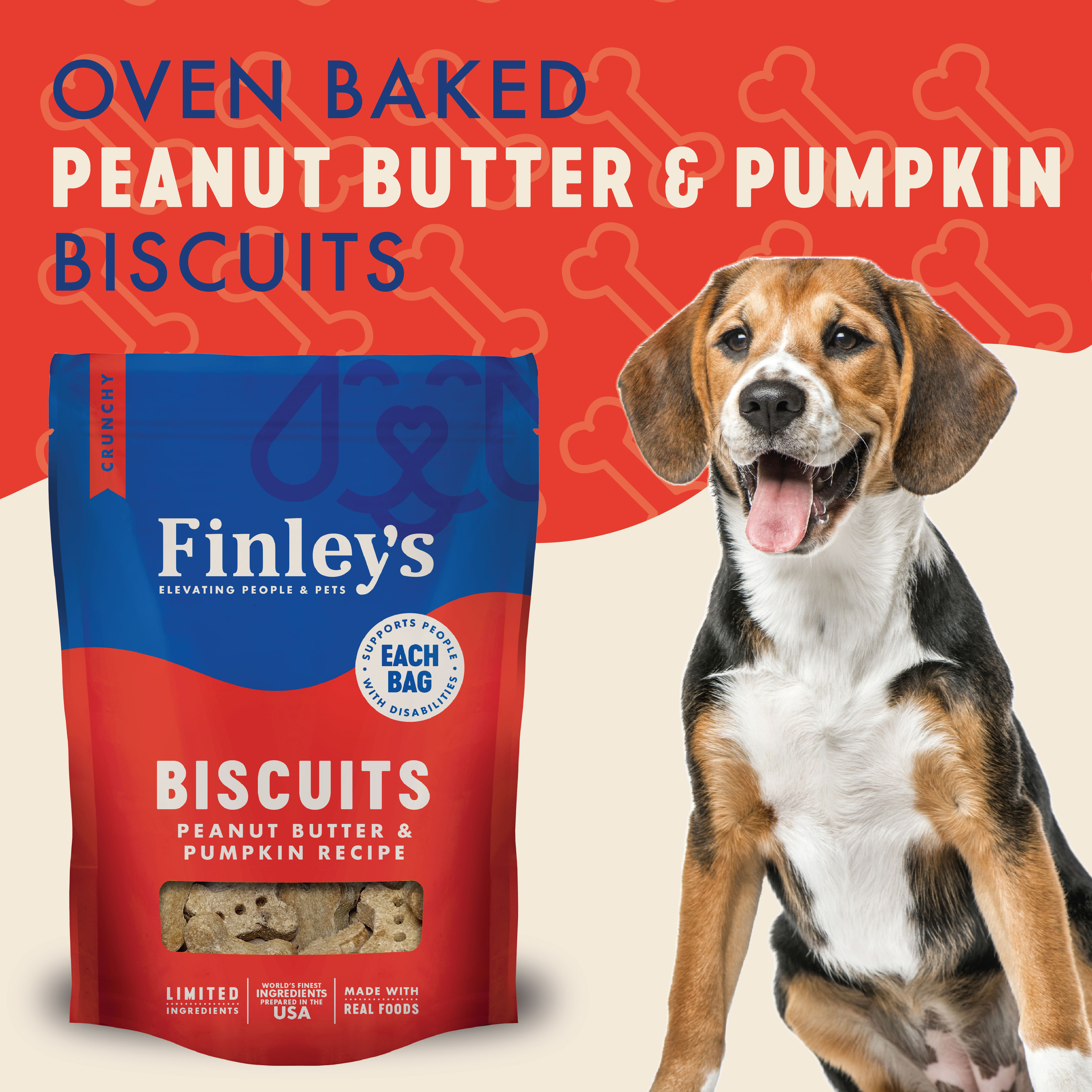 Finley's Oven Baked Dog Biscuits, Peanut Butter and Pumpkin, Crunchy, Healthy Dog Treats for All Ages and Sizes, 12oz, 3 Pack