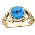 thumbnail image 1 of 14K Yellow Gold Natural Swiss Blue Topaz Ring Round 8mm Diamond Accent, size 5, 1 of 4