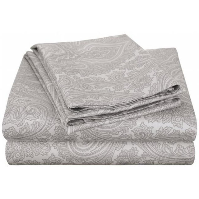 Cotton Rich 600 Thread Count Italian Paisley Sheet Set King-Grey