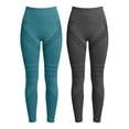thumbnail image 4 of COMVALUE 2 Pack Butt Lifting Yoga Leggings for Women Tummy Control High Waist Seamless Booty Scrunch Gym Running Workout Pants Green for Size M, 4 of 4