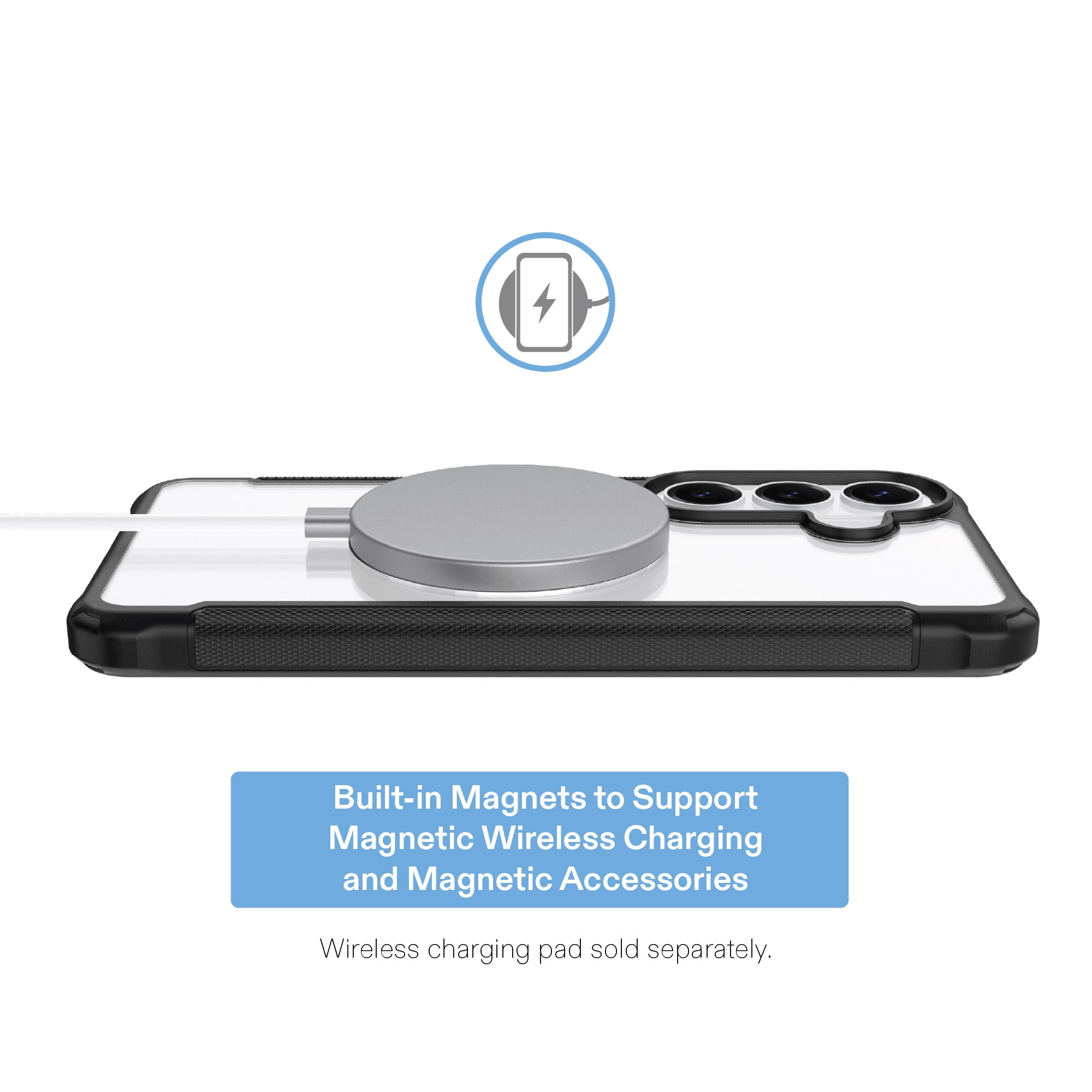onn Magnetic Compatible Dual-Layer Phone Case for Samsung Galaxy S26 - Black/Clear