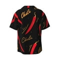 thumbnail image 6 of Lsque Hot Chili print Men's Cuban Collar Short Sleeve Shirt Summer Beachwear Casual Button Down Fashionable Vacation Leisure Shirt-XX-Large, 6 of 7