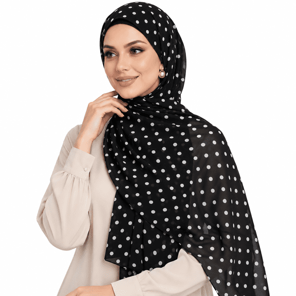 BABOMAREON Polka Dot Print Shawls and Wraps for Womens Hijab Scarf Beach Scarves Sunscreen Head Shawls