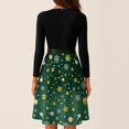 thumbnail image 4 of Women's Casual Fashion Long Sleeve Christmas Graphic Printed Vintage Long Dresses, Round Neck, Retro Style, Holiday Print, Party Dress, Casual Wear,Green,S, 4 of 6