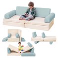 thumbnail image 2 of AWQM 8 Piece Modular Children's Play Sofa, Convertible Play Children's Sofa, Rebound Foam Sofa, Corduroy Fabric Toddler Sofa for Playroom/Bedroom, Children's Furniture, Teal, 2 of 10