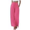 thumbnail image 2 of Palazzo Pants For Women 2025 Lightweight Elastic High Waist Flowy Wide Leg Pants with Pockets Casual Trousers, 2 of 6