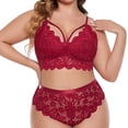 thumbnail image 4 of Conjuntos de lencería de talla grande para mujer, sujetadores y bragas de tirantes con adorno Floral de encaje Sexy, ropa interior fina de verano Fridja  nalpqowj38592, 4 of 4