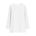 thumbnail image 5 of yoeyez Long Sleeve Womens Tunic Tops to Wear with Leggings Oversized Crew Neck T Shirts Comfy Loose Fit Lounge Blouses with Pockets White,L, 5 of 7