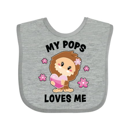 

Inktastic My Pops Loves Me with Bigfoot Gift Baby Girl Bib