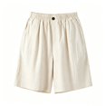 thumbnail image 6 of IUYRTFE Women High Waist Cotton Linen Shorts with Pockets Relaxed Fit Straight Leg Summer Casual Bottoms, 6 of 7