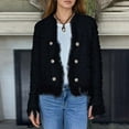 thumbnail image 2 of Shadoumai Womens Long Sleeve Open Front Cropped Fringe Trim Jacket Work Office Casual Blazer Fashion Fuzzy Coat Jacket, 2 of 6