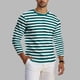 thumbnail image 1 of Ceisia Men's Spring Fall Casual Regular Fit Crew Neck Long Sleeve T-Shirt Multi-Color Striped Cotton-Like Jersey Stretch Fabric Green XL Gifts, 1 of 6