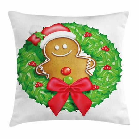 Gingerbread Man Throw Pillow Cushion Cover Cartoon Christmas