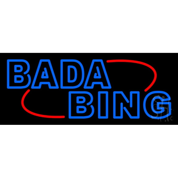 Double Stroke Blue Bada Bing LED Neon Sign 13" Tall x 32" Wide - inches Black Square Cut Acrylic Backing, with Dimmer - Premium built indoor Sign for Strip Club, Dance club, Décor, Bar.