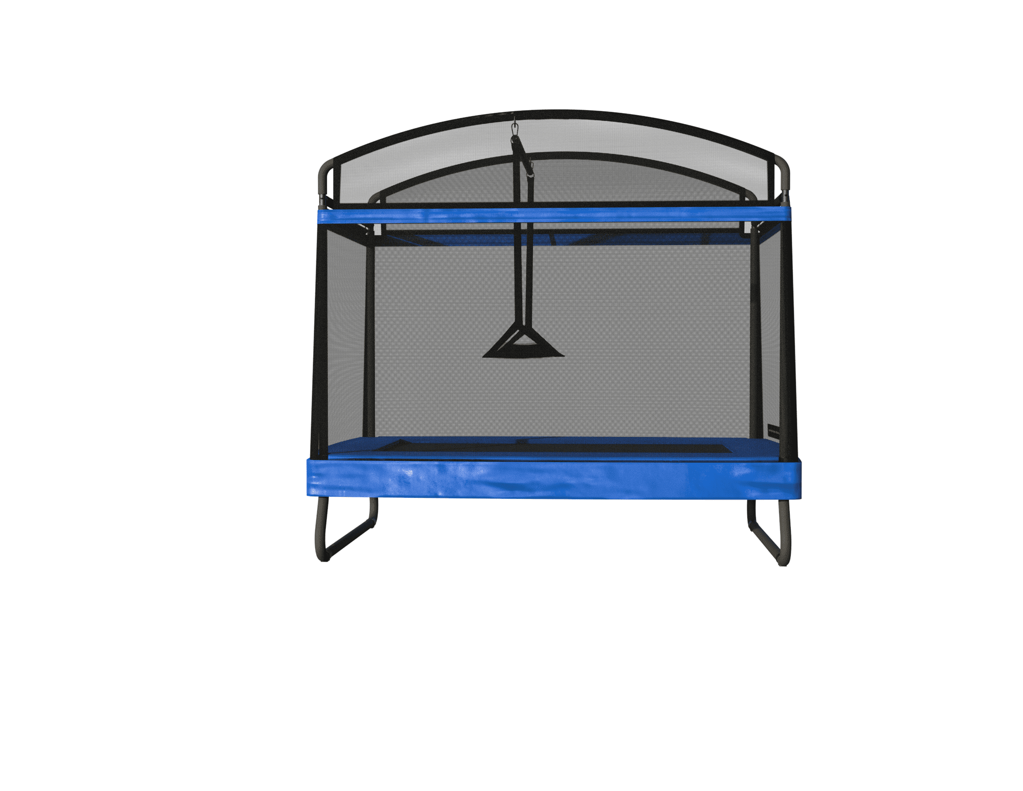 Witaxima 4x6ft Outdoor Square Trampoline for Kids & Adults, Rectangular Bounce Trampoline with Safety Net & Swing, 220LB Capacity, Black+Blue