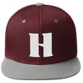 thumbnail image 2 of Daxton Classic Snapback Hat 3D Capital Alphabet Letters Flat Bill Visor Cap, Burgundy Light Grey Hat White Letter H, 2 of 3