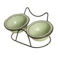 thumbnail image 3 of Tazones de gato de cerámica s anti -vómitos alimentador de comedero para mascotas de gato alimentador verde, 3 of 8
