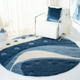 thumbnail image 2 of SAFAVIEH Florida Laidley Geometric Shag Area Rug, Dark Blue/Ivory, 8'6" x 12', 2 of 10
