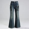 thumbnail image 2 of LRen Girls Bell Bottom Jeans Size 10-12,Girls Fashion Flared Denim Pants Embroidered Design Versatile Stretch Jeans Big Kids Tweens Casual School Outdoor Wear, 2 of 7