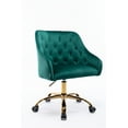 thumbnail image 7 of Swivel Office Chair, Modern Velvet Tufted Upholstered Desk Chair with Golden Five-Star Base, 360°Swivel Height Adjustable Armchair Accent Chair for Living Room Bedroom Home Office, Green, 7 of 7