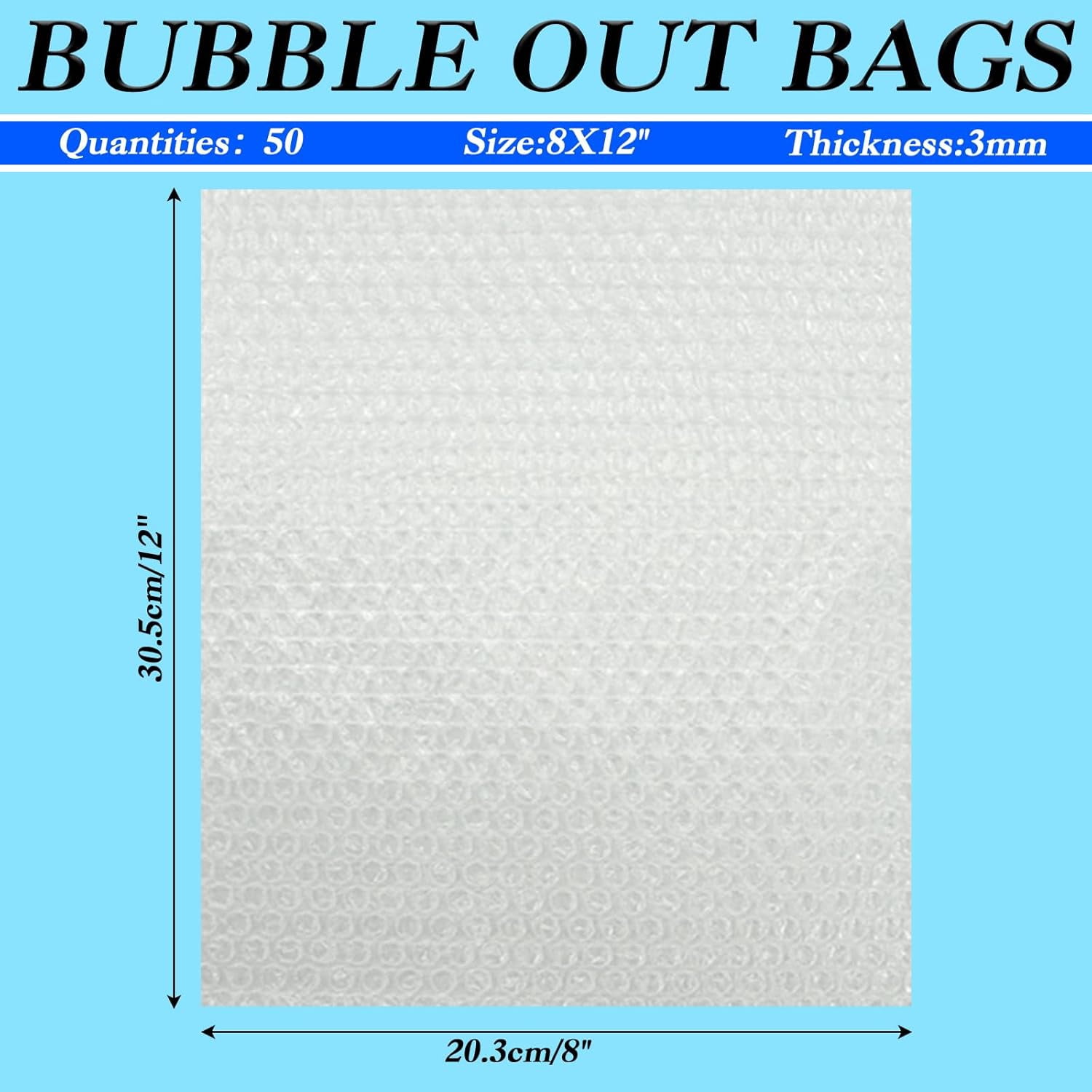 50 Pcs Bubble Pouch Wraps, 8"x12" Double Walled Clear Bubble Out Bags for Packing, Shipping, Storage, and Moving - Shockproof Cushioning Bags for Fragile Items