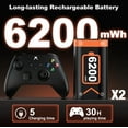 thumbnail image 2 of QQV Rechargeable Battery Pack with Charger Station for Xbox Controller, 2 X6200mWh High Capacity Battery Kit Compatible with Xbox One/Series X|S Controller Charger, 2 of 7