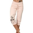 thumbnail image 2 of FAIWAD Womens Running Capri Pants Mid Rise Drawstring Elastic Waist Crop Pants Jogger Athletic Sweatpants (X-Large, Pink), 2 of 6