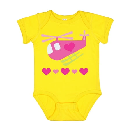 

Inktastic Valentine Pink Heart Helicopter Gift Baby Boy or Baby Girl Bodysuit
